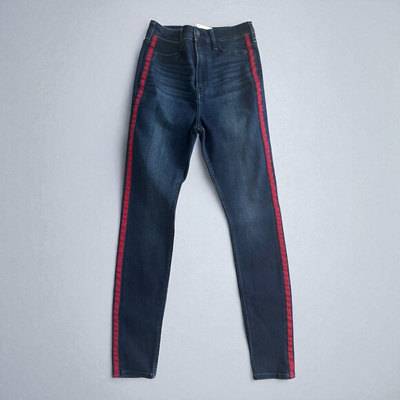 ABERCROMBIE & FITCH Ultra High Rise Pinstripe Skinny Jeans Size 27 / US 4 - Picture 1 of 8